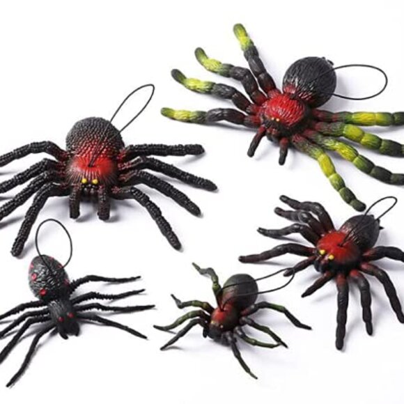 Realistic Simulation Spiders, Rubber Figure Animal Decor Ornaments, 12 pcs - Picture 2 of 8